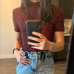 Red & Black Cheetah Top